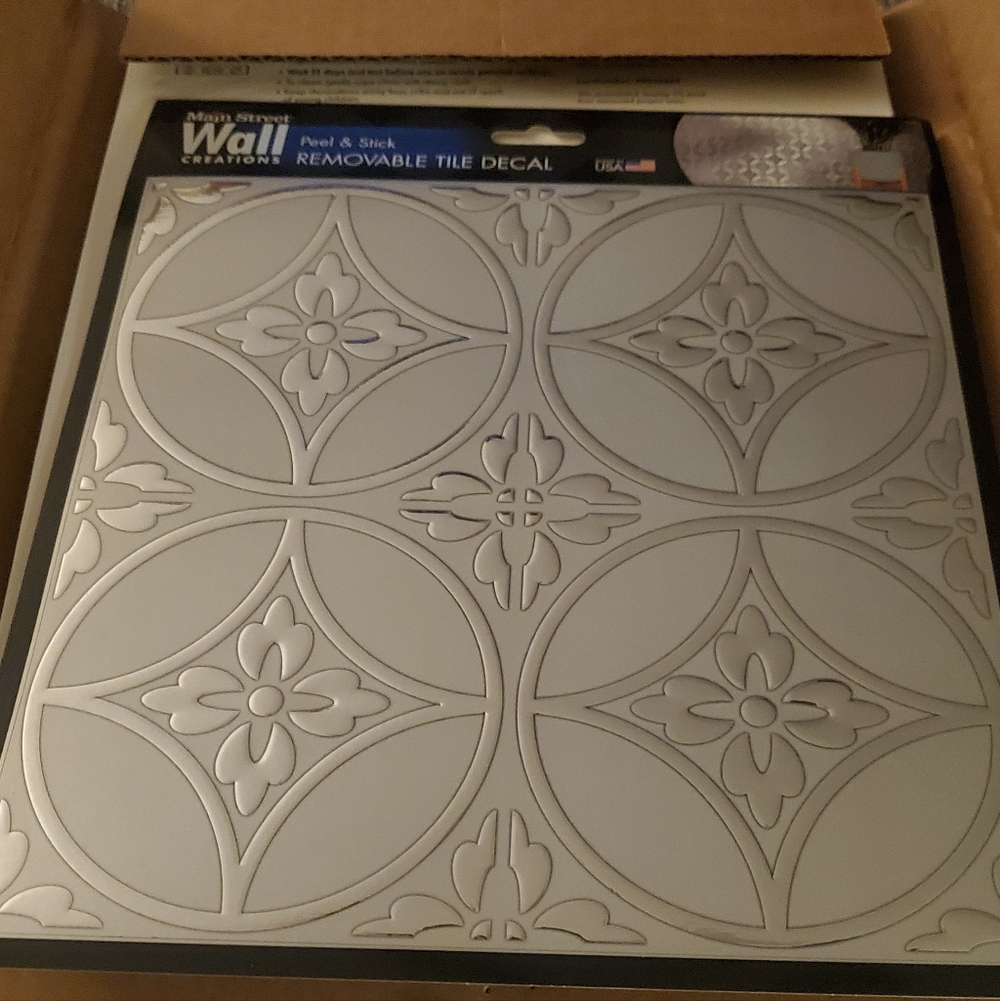 Silver Peel & Stick Tile Decal Decor Design Wall Set Of 24